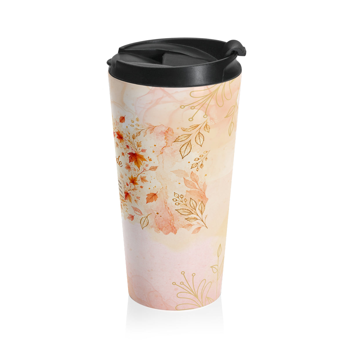 Let Gratitude Fall Christian Autumn Travel Mug | Psalm 116:13 | 15 oz Stainless Steel Lidded Mug