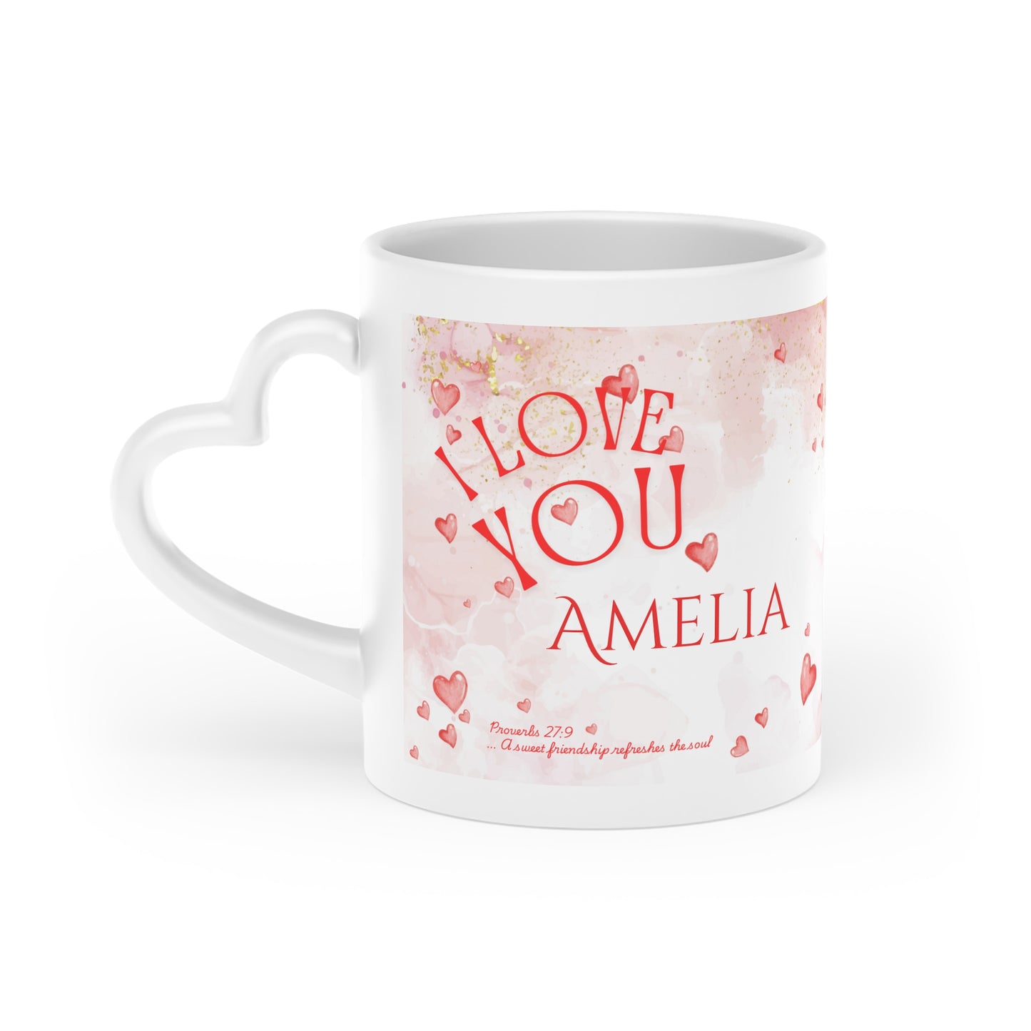Heart Handle Friendship Mug | Personalized Christian Friend Gift | Proverbs 27:9 Mug