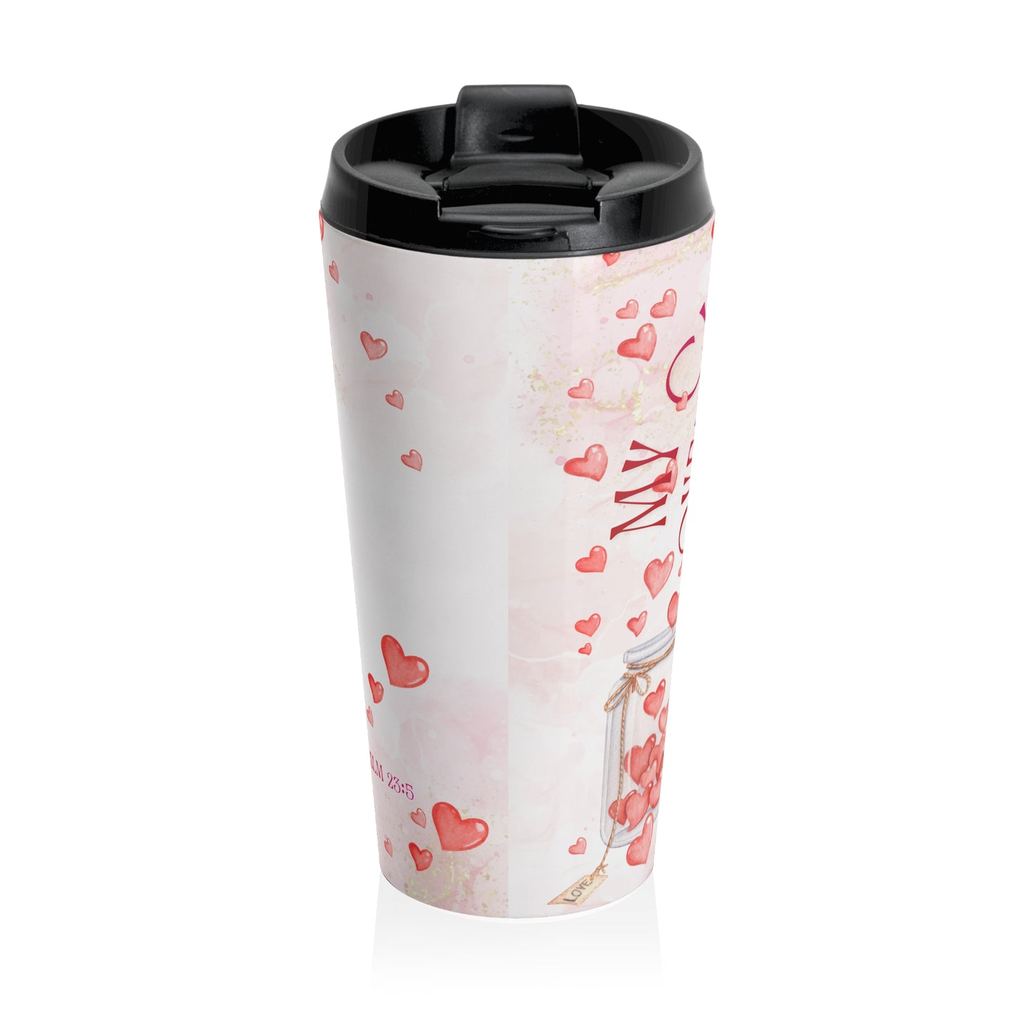 My Cup Overflows Personalized Travel Mug | Psalm 23 Inspired Christian Mug