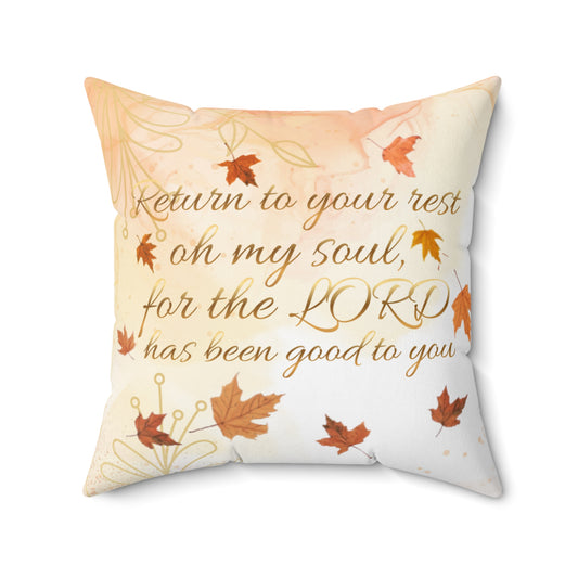 Return to Your Rest Scripture Pillow | Psalm 116:7 Christian Fall Home Decor