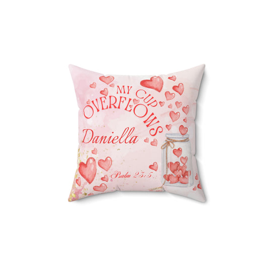 My Cup Overflows Personalized Pillow | Psalm 23 Christian Home Decor